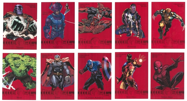 2013 Fleer Marvel Retro Precious Metal Gems Red (#/100) Complete Set (42)